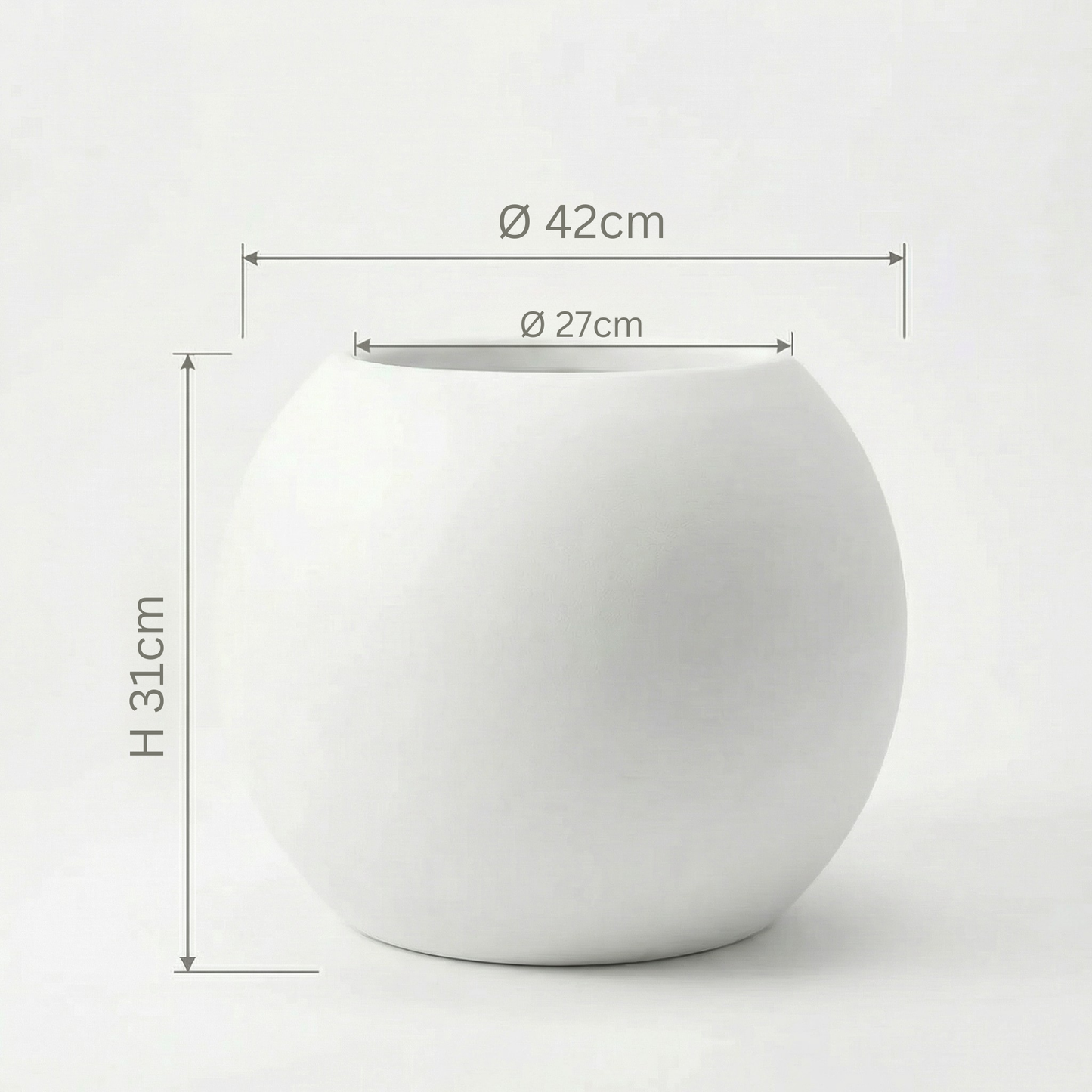 Urtepotte Ø40 cm kugleformet hvid PLENA