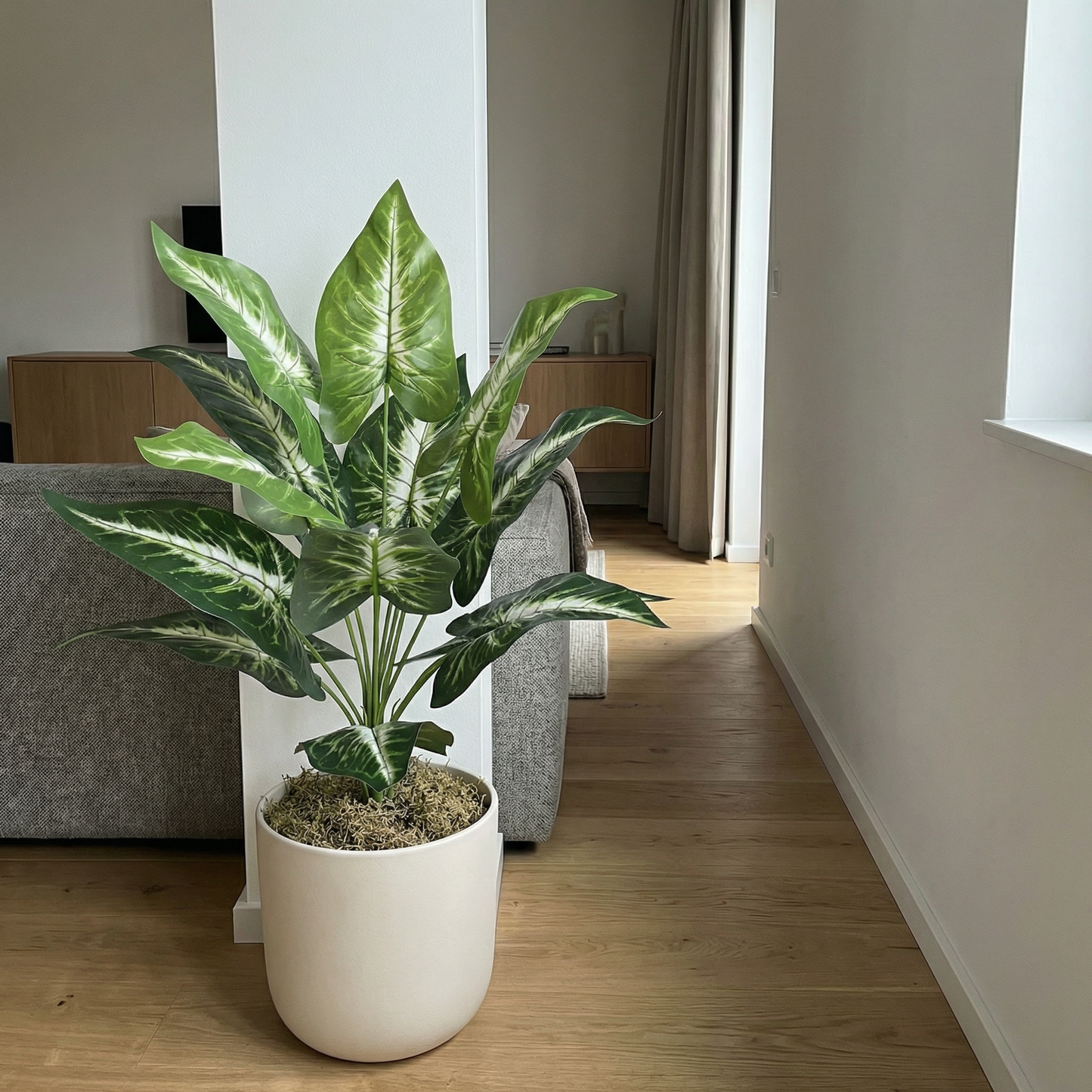 Kunstmatige Dieffenbachia-stelen groen-wit 45 cm