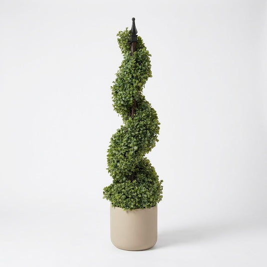 Kunstmatige buxus in spiraalvorm 90 cm (set van 2)