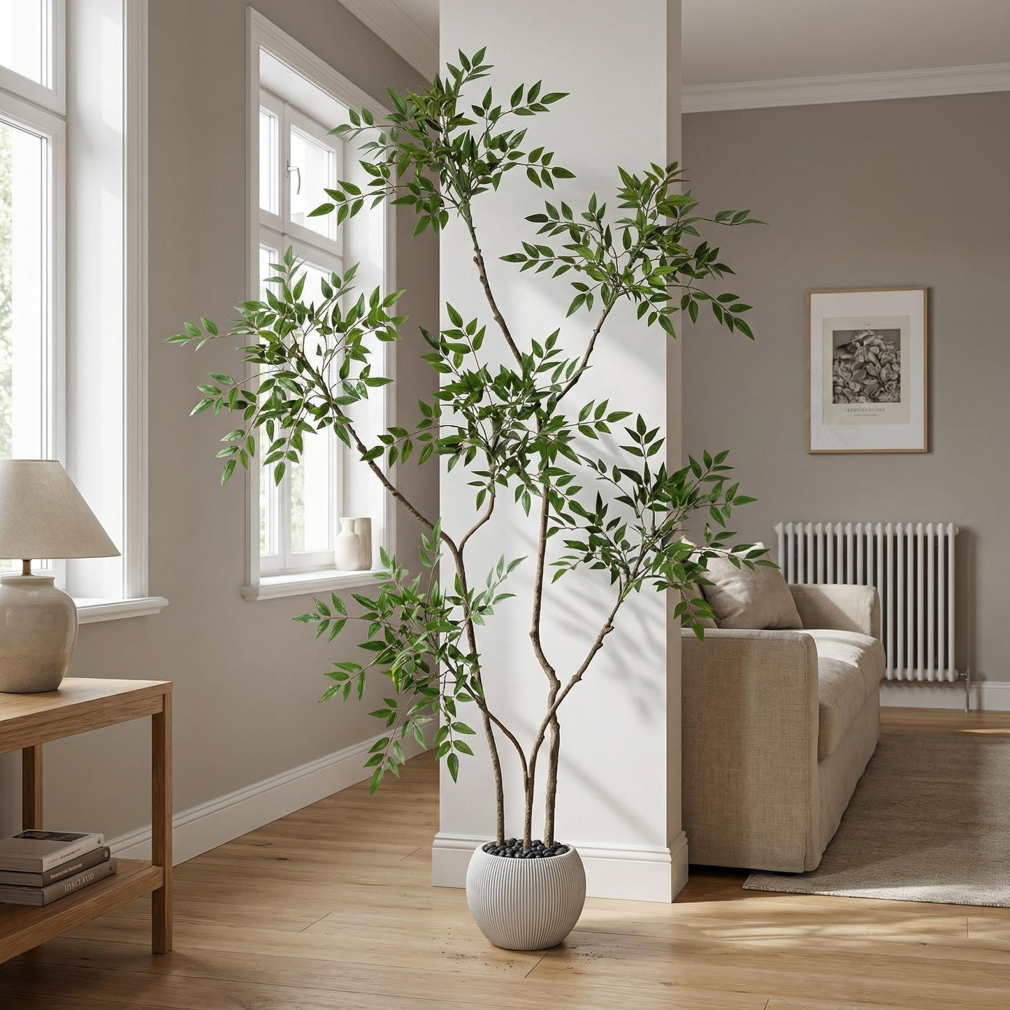 Kunstig Nandina-træ 150 cm med dekorationspotte