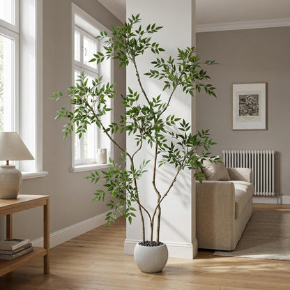 Kunstig Nandina-træ 150 cm med dekorationspotte