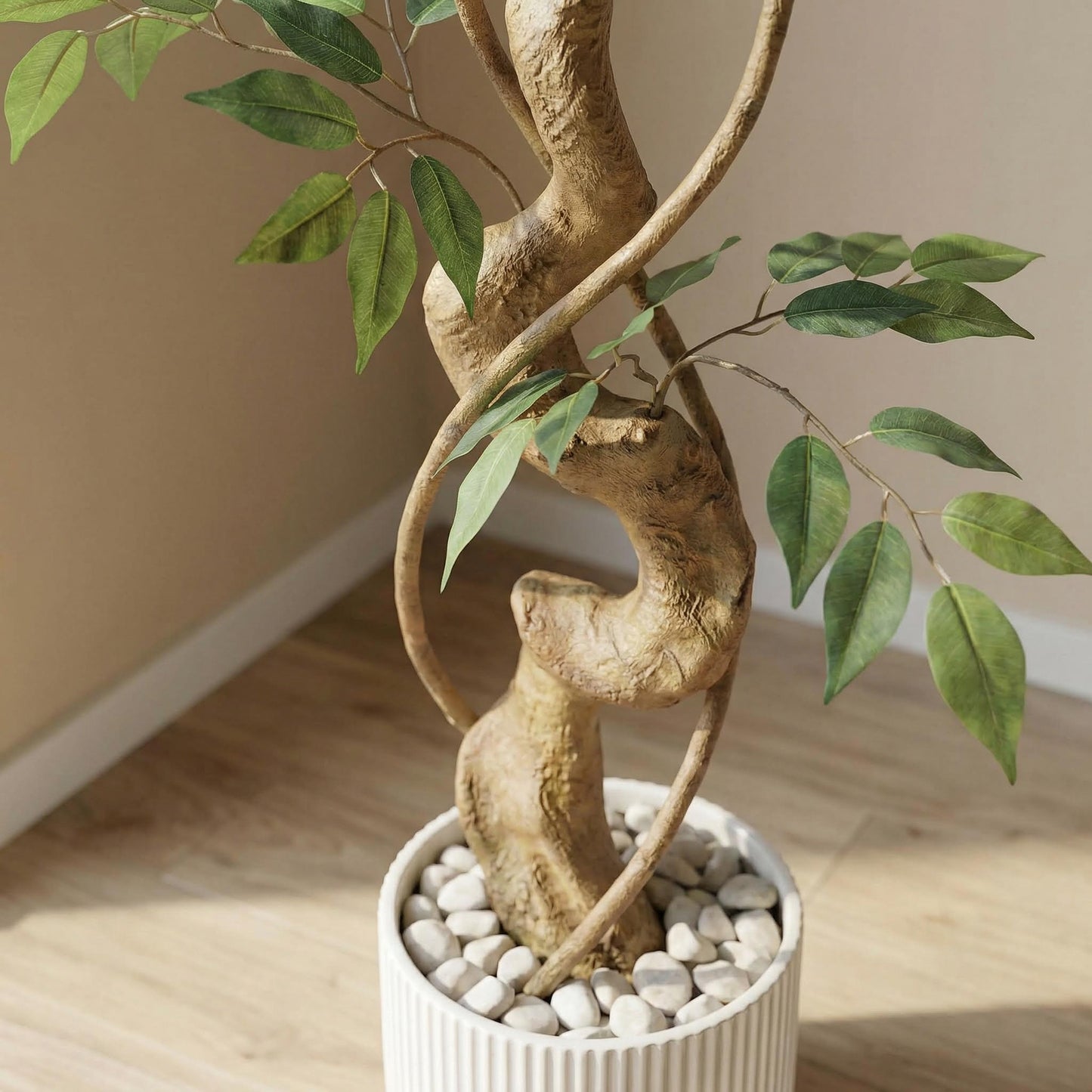 Kunstigt fikustræ 120–150 cm med dekorativ potte