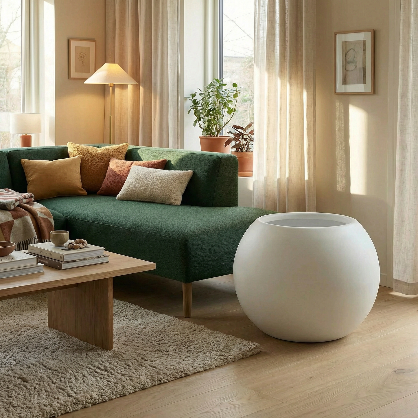 Bloempot Ø68 cm bolvorm wit PLENA