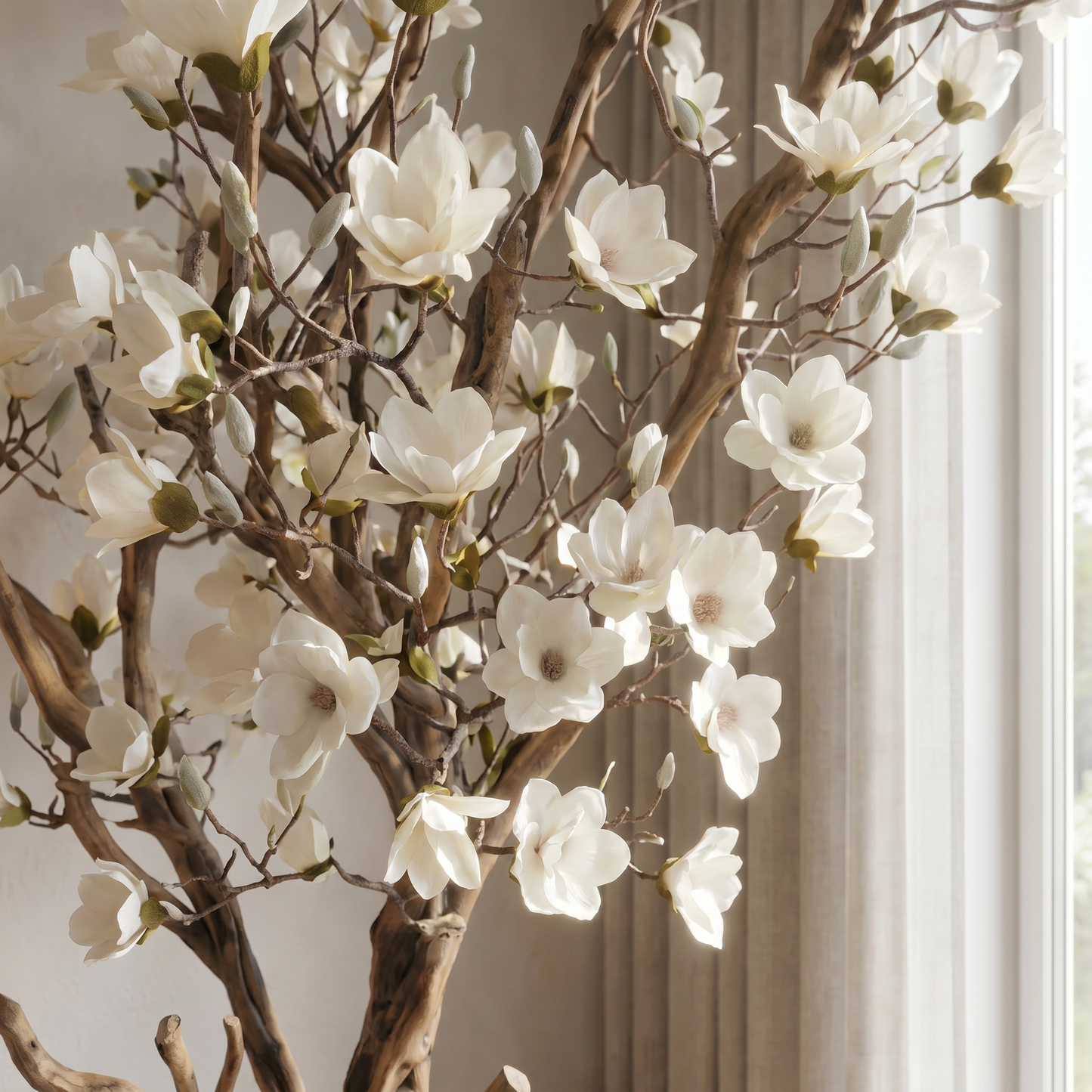 Kunstig magnoliatræ 220 cm med dekorativ potte