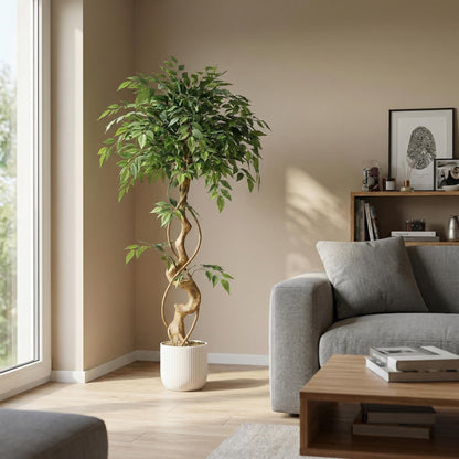 Kunstigt fikustræ 120–150 cm med dekorativ potte