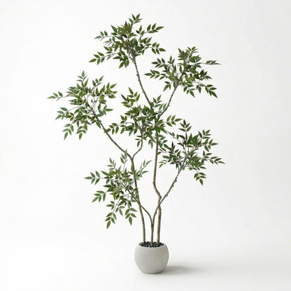 Kunstig Nandina-træ 150 cm med dekorationspotte