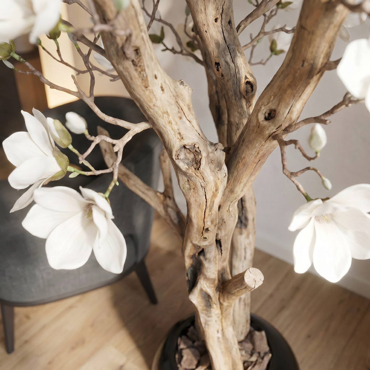 Kunstig magnoliatræ 220 cm med dekorativ potte