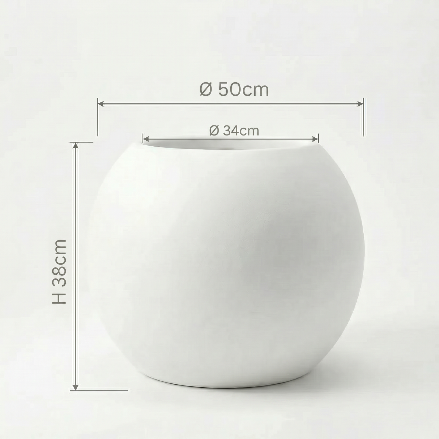 Bloempot Ø40 cm bolvorm wit PLENA