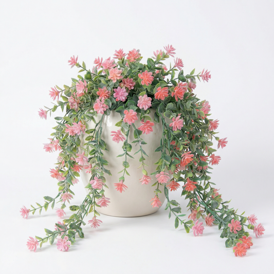 Kunstig hængeplante med blomster 60 cm